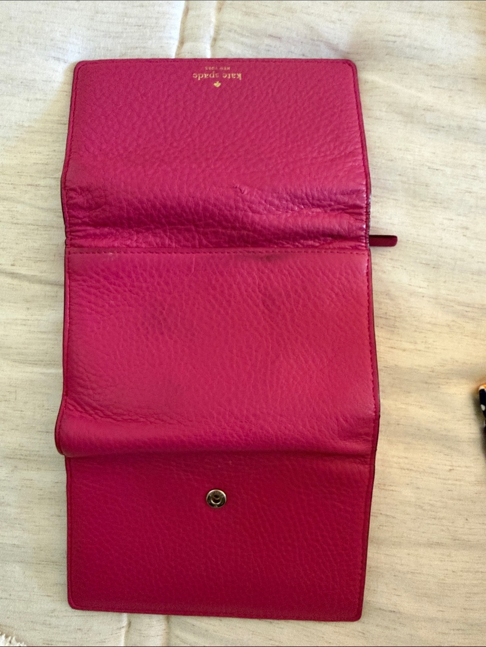 kate spade Pebbled Leather Trifold Wallet in Fuchsia Pink - Picture 4 of 5